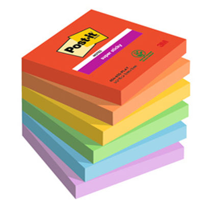 Immagine di Blocco Post it  Super Sticky - 654-6SS-PLAY - 76 x 76 mm - 90 fogli - colori Playful - Post it  - conf. 6 pezzi [7100258795]