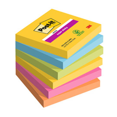 Immagine di Blocco Post it  Super Sticky - 654-6SS-CARN - 76 x 76 mm - 90 fogli - colori Carnival - Post it  - conf- 6 pezzi [7100265522]