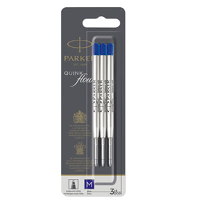 Immagine di Refill sfera Quinkflow - punta media - blu - Parker - blister 3 pezzi [2119152]