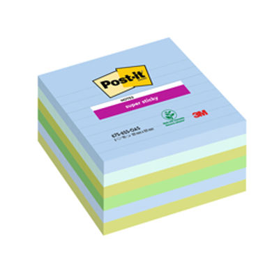 Immagine di Blocco Post it  Super Sticky - 675-6SS-OAS - 100 x 100 mm - righe - 90 foglietti - colori Oasis - Post it  - conf. 6 pezzi [7100259320]