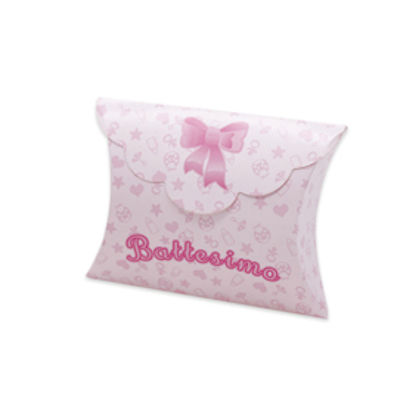 Immagine di Scatolina portaconfetti - Battesimo baby - carta - 10 x 8 x 3 cm - rosa - Big Party - conf.25 pezzi [81598]