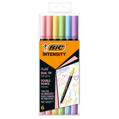 Immagine di Pennarello Intensity Pastel - dual tip brush - colori assortiti - Bic - conf. 6 pezzi [503826]