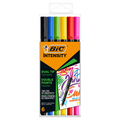 Immagine di Pennarello Intensity Intense - dual tip brush - colori assortiti - Bic - conf. 6 pezzi [989694]