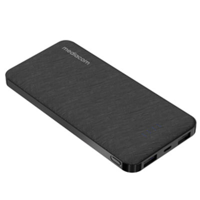 Immagine di Powerbank ultrasottile USB - da 20.000 mAh - nero - Mediacom [MD-P100]