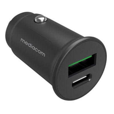 Immagine di Alimentatore car charger - con porte USB/USB Type-CB - Mediacom [MD-A170]