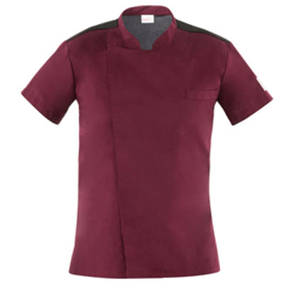 Immagine di Giacca da cuoco Thiago - a manica corta - taglia XL - bordeaux - Giblor's [Q8GX0103-U35-XL]