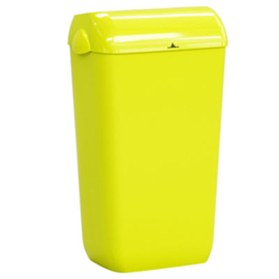 Immagine di Cestino gettacarte Skin - con coperchio - 545 x 225 x 335 mm - 23 L - giallo fluo - Mar Plast [A74049NFA]