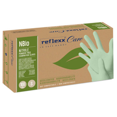 Immagine di Guanti in nitrile bio - tg S - verde pastello - Reflexx - conf. 100 pezzi [NBio/S(7)]