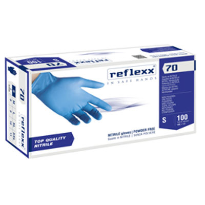 Immagine di Guanti in nitrile R70 - senza polvere - tg S - Reflexx - conf. 100 pezzi [R70/S(7)]