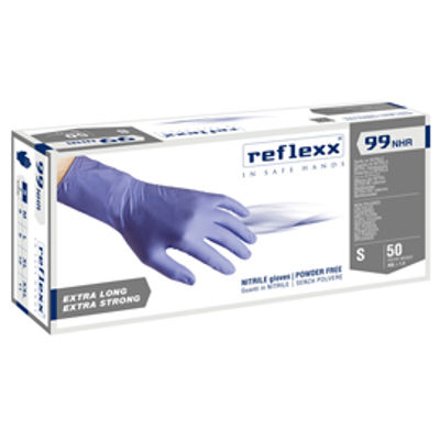 Immagine di Guanti in nitrile ultra resist R99 - manichetta lunga -  tg S - Reflexx - conf. 50 pezzi [R99/S(7)]