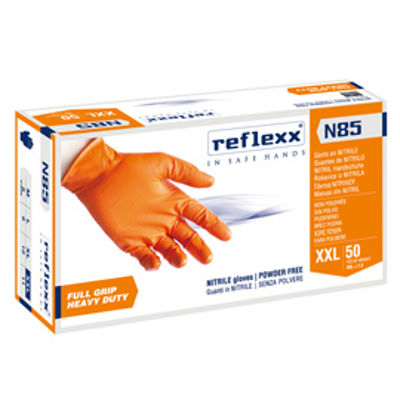 Immagine di Guanti in nitrile N85 - ultra resistenti - tg XXL - arancione - Reflexx - conf. 50 pezzi [N85/XXL(11)]