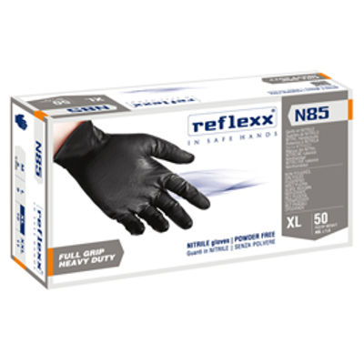 Immagine di Guanti in nitrile N85 - ultra resistenti - tg XL - nero - Reflexx - conf. 50 pezzi [N85B/XL(10)]