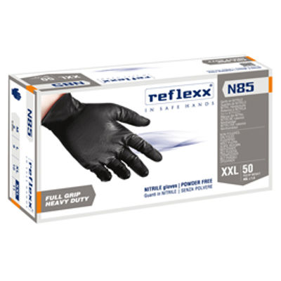 Immagine di Guanti in nitrile N85 - ultra resistenti - tg XXL - nero - Reflexx - conf. 50 pezzi [N85B/XXL(11)]