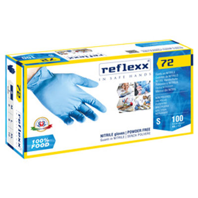 Immagine di Guanti in nitrile foodline R72 - tg S - azzurro - Reflexx - conf. 100 pezzi [R72/S(7)]