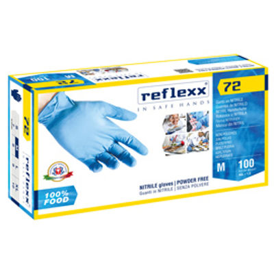 Immagine di Guanti in nitrile foodline R72 - tg M - azzurro - Reflexx - conf. 100 pezzi [R72/M8)]