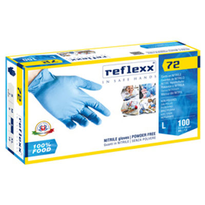 Immagine di Guanti in nitrile foodline R72 - tg L - azzurro - Reflexx - conf. 100 pezzi [R72/L(9)]