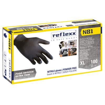 Immagine di Guanti in nitrile N81 - tg XL - nero - Reflexx - conf. 100 pezzi [N81/XL(10)]