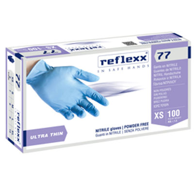 Immagine di Guanti in nitrile R77100 - tg XS - azzurro - Reflexx - conf. 100 pezzi [R77100/XS(6)]