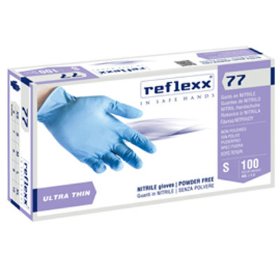 Immagine di Guanti in nitrile R77100 - tg S - azzurro - Reflexx - conf. 100 pezzi [R77100/S(7)]