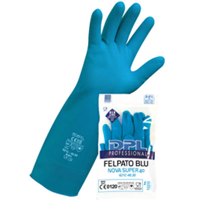 Immagine di Guanti alimentari MPFB411 - in lattice felpato - taglia XL - blu - Icoguanti [MPFB411/XL(9)]