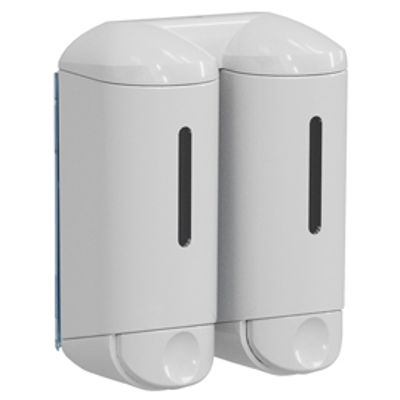 Immagine di Dispenser a muro Double Shower Small - per hotel - 0,17 L - bianco - Mar Plast [A94601]