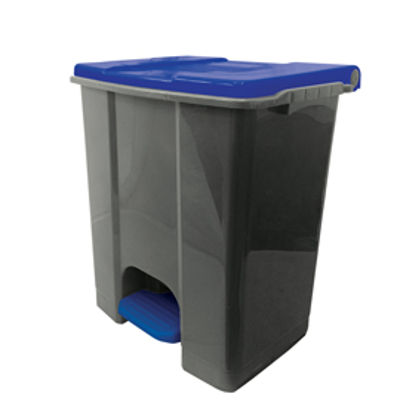 Immagine di Contenitore mobile Ecoconti - a pedale - 60 L - plastica riciclata - grigio/blu - Medial International [912675]