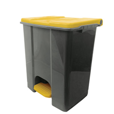 Immagine di Contenitore mobile Ecoconti - a pedale - 60 L - plastica riciclata - grigio/giallo - Medial International [912676]