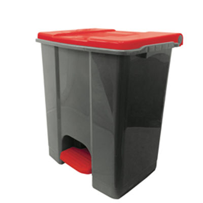 Immagine di Contenitore mobile Ecoconti - a pedale - 60 L - plastica riciclata - grigio/rosso - Medial International [912677]