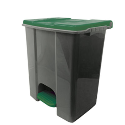 Immagine di Contenitore mobile Ecoconti - a pedale - 60 L - plastica riciclata - grigio/verde - Medial International [912678]