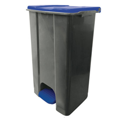 Immagine di Contenitore mobile Ecoconti - a pedale - 80 L - plastica riciclata - grigio/blu - Medial International [912875]