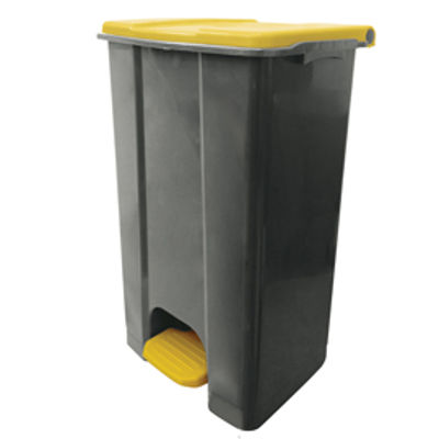 Immagine di Contenitore mobile Ecoconti - a pedale - 80 L - plastica riciclata - grigio/giallo - Medial International [912876]