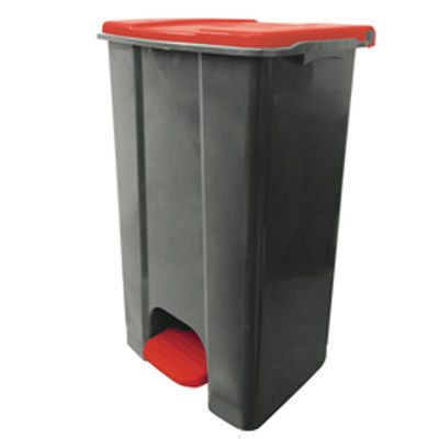 Immagine di Contenitore mobile Ecoconti - a pedale - 80 L - plastica riciclata - grigio/rosso - Medial International [912877]