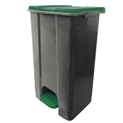 Immagine di Contenitore mobile Ecoconti - a pedale - 80 L - plastica riciclata - grigio/verde - Medial International [912878]