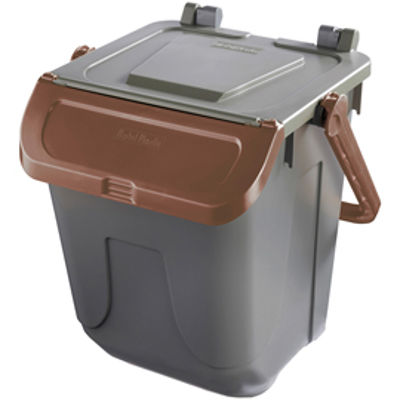 Immagine di Contenitore portarifiuti Ecology - con sportello e maniglione - 25 L - grigio/bruno - Mobil Plastic [11/25GRB-BRB]