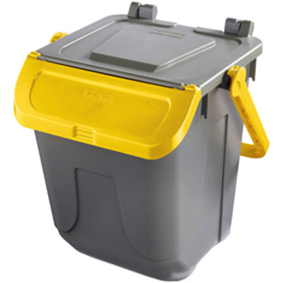 Immagine di Contenitore portarifiuti Ecology - con sportello e maniglione - 25 L - grigio/giallo - Mobil Plastic [11/25GRB-GIA]