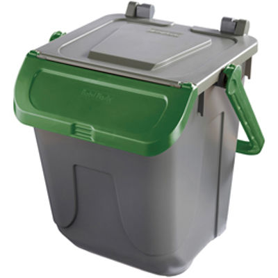 Immagine di Contenitore portarifiuti Ecology - con sportello e maniglione - 25 L - grigio/verde - Mobil Plastic [11/25GRB-VES]