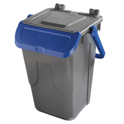 Immagine di Contenitore portarifiuti Ecology - con sportello e maniglione - 35 L - grigio/blu - Mobil Plastic [11/35GRB-BLB]