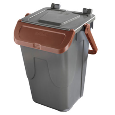 Immagine di Contenitore portarifiuti Ecology - con sportello e maniglione - 35 L - grigio/bruno - Mobil Plastic [11/35GRB-BRB]