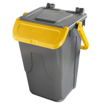 Immagine di Contenitore portarifiuti Ecology - con sportello e maniglione - 35 L - grigio/giallo - Mobil Plastic [11/35GRB-GIA]