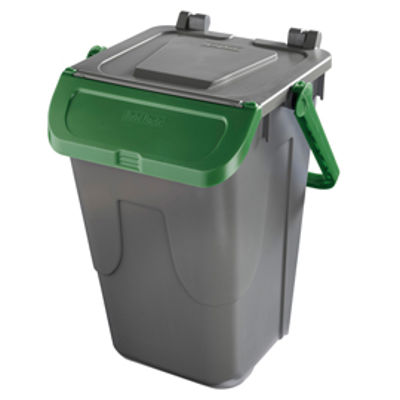 Immagine di Contenitore portarifiuti Ecology - con sportello e maniglione - 35 L - grigio/verde - Mobil Plastic [11/35GRB-VES]