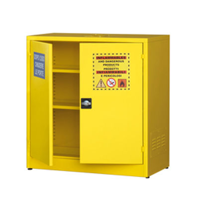 Immagine di Armadio di sicurezza - per liquidi infiammabili - 107,5 x 50 x 110 cm - giallo - Carvel [ARM003B]