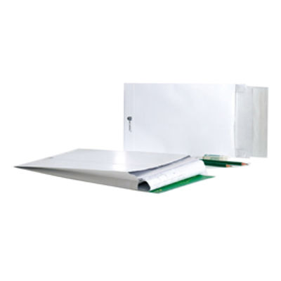 Immagine di Buste a sacco Securitex - con soffietti - B5 - 17,6 x 25 x 3,8 cm - 130 gr - bianco - Bong Packaging - conf. 100 pezzi [14221]