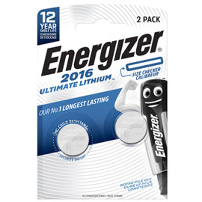 Immagine di Pila CR2016 Ultimate Lithium - 3 V - Energizer Specialistiche - conf. 2 pezzi [E301319502]