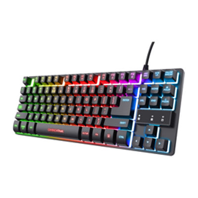 Immagine di Tastiera gaming GX833 Thado - con illuminazione LED multicolore - metallo - nero -Trust [24066]