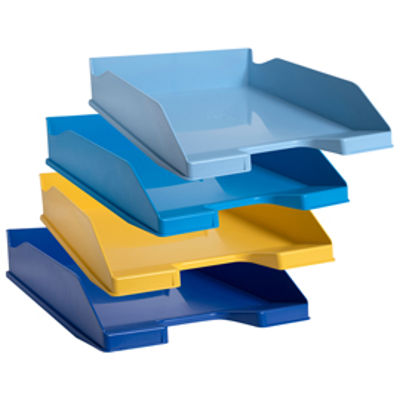 Immagine di Set 4 vaschette portacorrispondenza Combo Midi Bee Blue - colori assortiti - Exacompta [113202SETD]