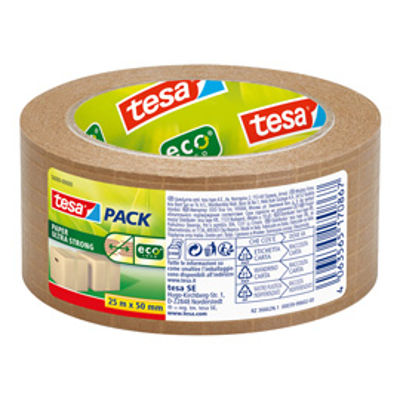 Immagine di Nastro adesivo Tesapack Eco - paper ultra strong ecoLogo - 25 m x 50 mm - avana - Tesa [56000-00000-00]