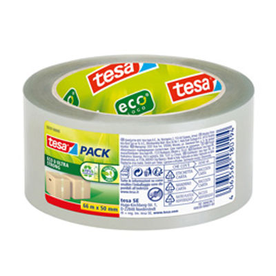 Immagine di Nastro adesivo Tesapack Eco - ultra strong ecoLogo - 66 m x 50 mm - trasparente - Tesa [58297-00000-00]