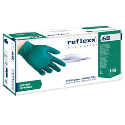 Immagine di Guanti in nitrile R68 - senza polvere - taglia L - verde - Reflexx - conf. 100 pezzi [R68/L]