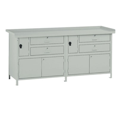 Immagine di Banco da lavoro - con 4 cassetti e 2 vano - 200 x 67 x 90 cm - grigio - Tecnotelai [BL350]