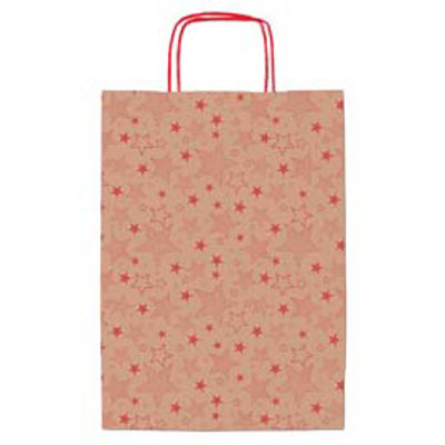 Immagine di Shopper natale - 36 x 12 x 41 cm - carta kraft - fantasia stelline - rosso - Sadoch [SDF36260F]